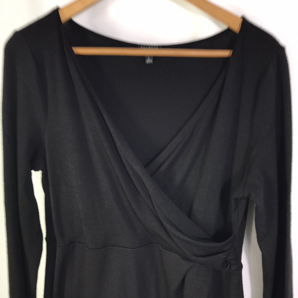 Talbots Black Long Sleeve Faux Wrap Knit Dress Women's Size Medium - Picture 3 of 10